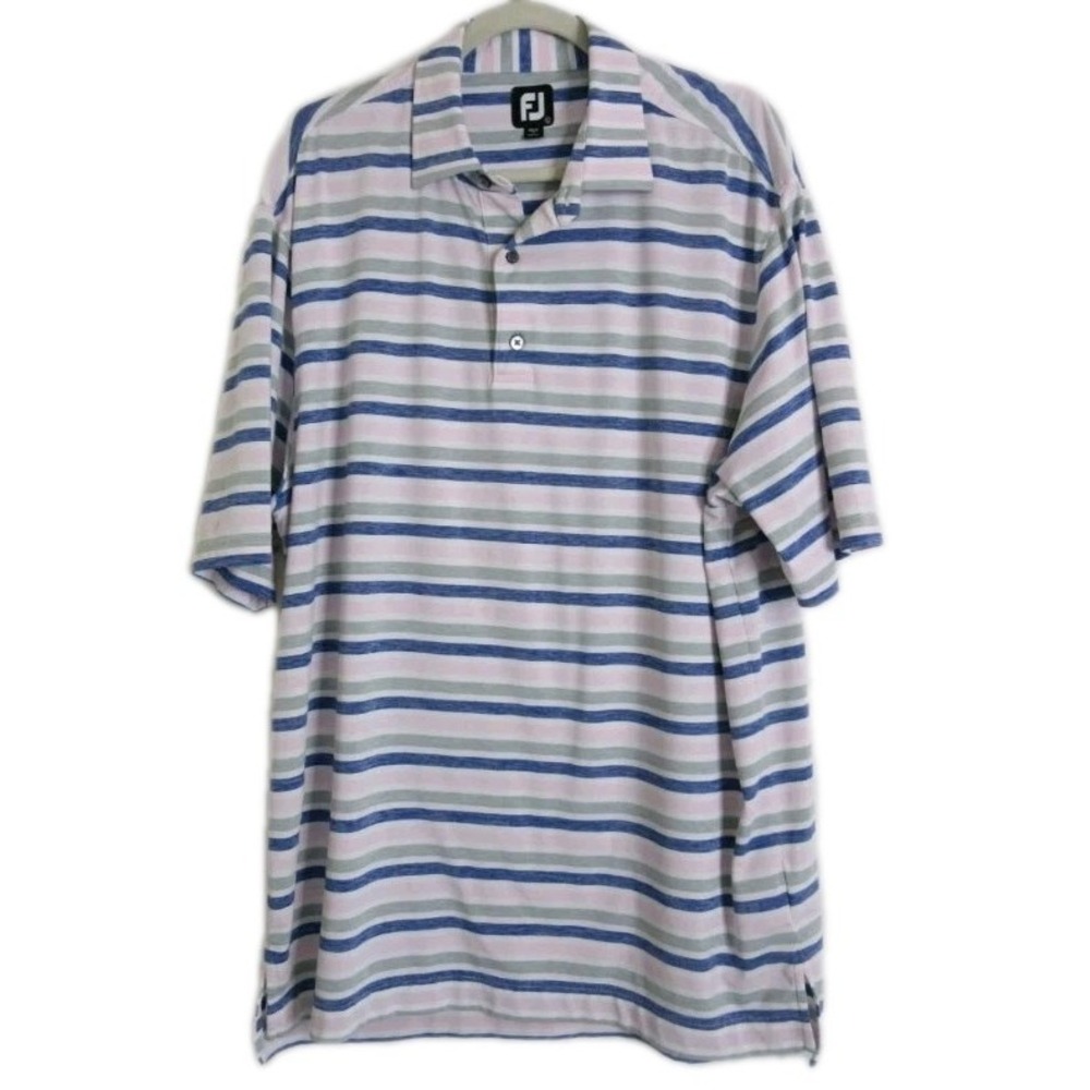 FootJoy Golf Polo Shirt Mens Large Pastel Striped Short Sleeve Performance